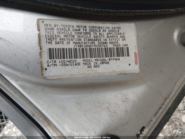 Aukcja sprzedaży 2000 Lexus Es 300, vin: JT8BF28G6Y5095763, numer aukcji: 45117486