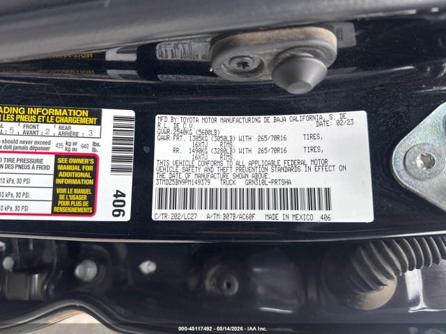 45117492 :رقم المزاد ، 3TMDZ5BN9PM149379 vin ، 2023 Toyota Tacoma Trd Off Road مزاد بيع