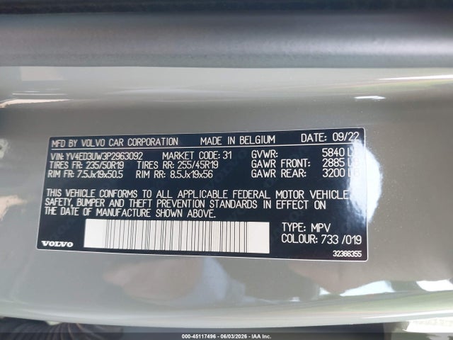 Продаж на аукціоні авто 2023 Volvo Xc40 Recharge Pure Electric Twin Plus, vin: YV4ED3UW3P2963092, номер лоту: 45117496