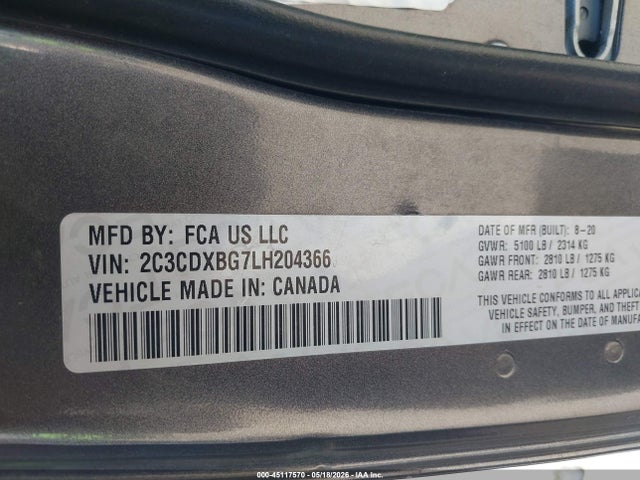 Продажа на аукционе авто 2020 Dodge Charger Sxt Rwd, vin: 2C3CDXBG7LH204366, номер лота: 45117570