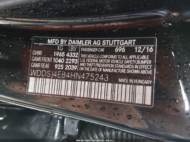 Aukcja sprzedaży 2017 Mercedes-benz Cla 250, vin: WDDSJ4EB4HN475243, numer aukcji: 45117635