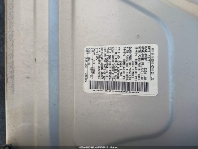 2012 Nissan Rogue S მანქანა იყიდება აუქციონზე, vin: JN8AS5MT2CW270255, აუქციონის ნომერი: 45117640