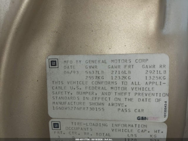 Aukcja sprzedaży 1993 Cadillac Fleetwood Chassis, vin: 1G6DW5276PR730155, numer aukcji: 45117706