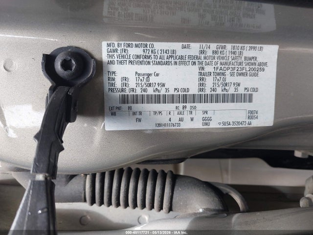 Ford FOCUS SE 2015 1FADP3F23FL200259 Image 9