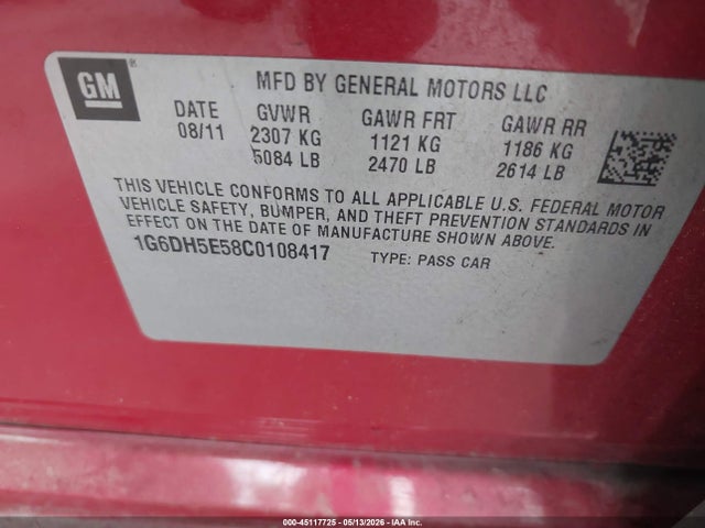 Продаж на аукціоні авто 2012 Cadillac Cts Luxury, vin: 1G6DH5E58C0108417, номер лоту: 45117725