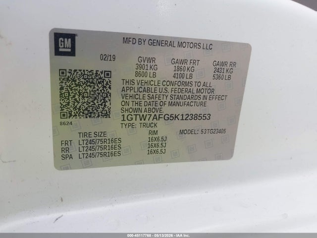 GMC Savana 2500 Work Van 2019 1GTW7AFG5K1238553 Image 9