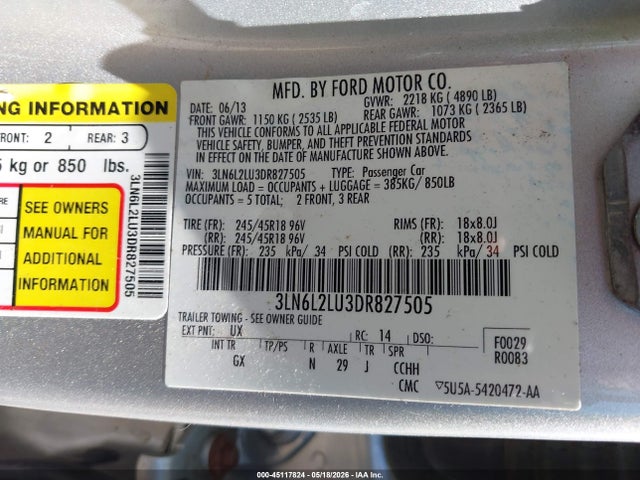 Продаж на аукціоні авто 2013 Lincoln Mkz Hybrid, vin: 3LN6L2LU3DR827505, номер лоту: 45117824