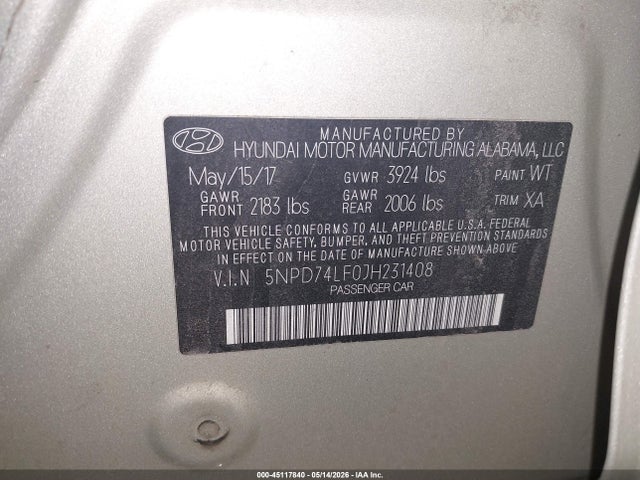 Hyundai ELANTRA SE 2018 5NPD74LF0JH231408 Image 9