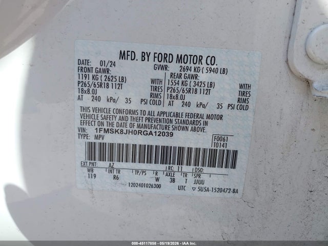 Ford Explorer Timberline 2024 1FMSK8JH0RGA12039 Image 9