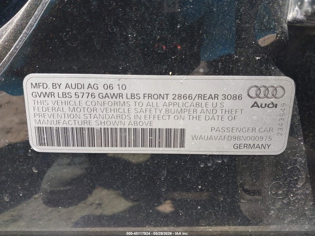 Aukcja sprzedaży 2011 Audi A8 4.2, vin: WAUAVAFD9BN000975, numer aukcji: 45117924