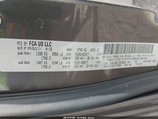 Aukcja sprzedaży 2018 Dodge Grand Caravan Se, vin: 2C4RDGBG7JR296589, numer aukcji: 45117925