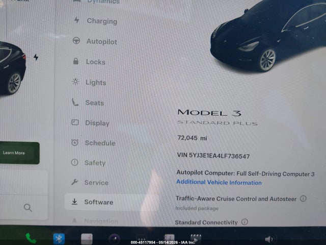 Aukcja sprzedaży 2020 Tesla Model 3 Standard Range Plus Rear-wheel Drive/standard Range Rear-wheel Drive, vin: 5YJ3E1EA4LF736547, numer aukcji: 45117954