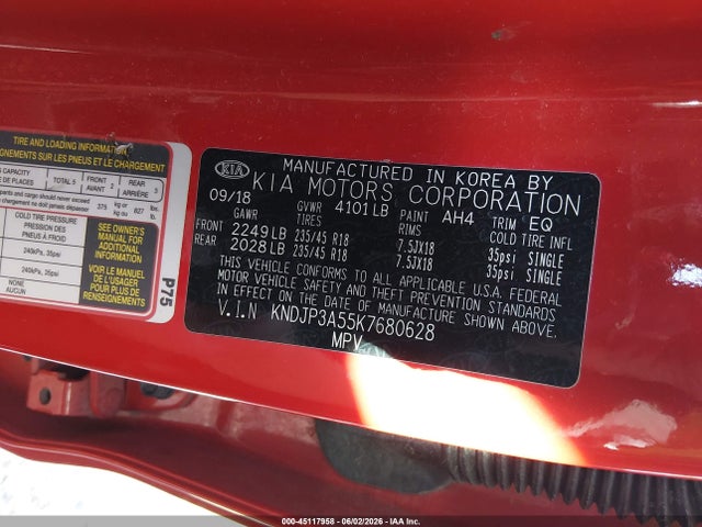 Aukcja sprzedaży 2019 Kia Soul +, vin: KNDJP3A55K7680628, numer aukcji: 45117958