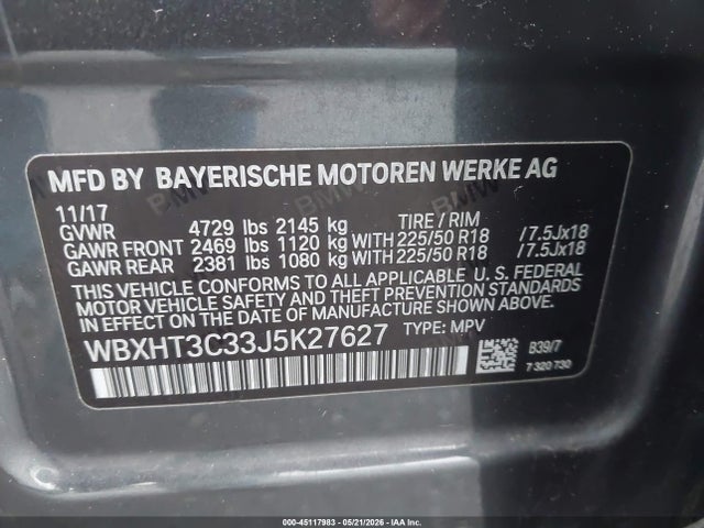 2018 Bmw X1 Xdrive28i მანქანა იყიდება აუქციონზე, vin: WBXHT3C33J5K27627, აუქციონის ნომერი: 45117983