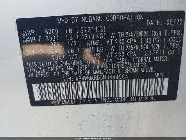 Subaru Ascent Touring 2022 4S4WMARD6N3444964 Image 9