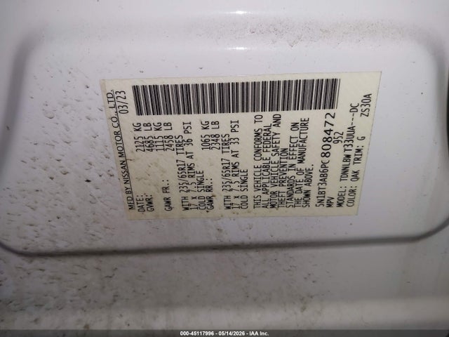 Продажа на аукционе авто 2023 Nissan Rogue S Intelligent Awd, vin: 5N1BT3AB6PC808472, номер лота: 45117996