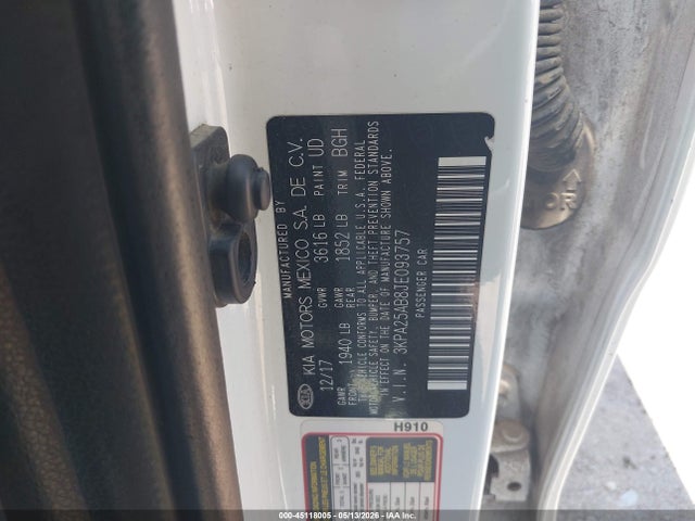 Продажа на аукционе авто 2018 Kia Rio Lx, vin: 3KPA25AB8JE093757, номер лота: 45118005