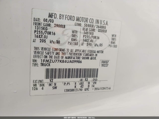 Продаж на аукціоні авто 2004 Ford Explorer Sport Trac Adrenalin/xls/xlt, vin: 1FMZU77K84UA09986, номер лоту: 45118016
