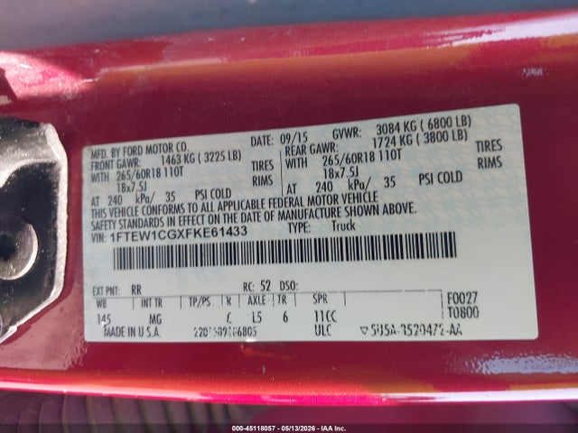 Ford F-150 Xlt 2015 1FTEW1CGXFKE61433 Image 9