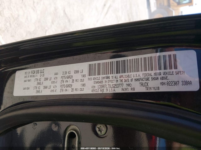 Aukcja sprzedaży 2018 Ram 1500 Big Horn  4x4 5'7 Box, vin: 1C6RR7LT9JS253777, numer aukcji: 45118080