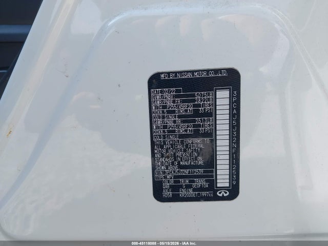 Aukcja sprzedaży 2022 Infiniti Qx55 Luxe Awd, vin: 3PCAJ5J32NF112539, numer aukcji: 45118088