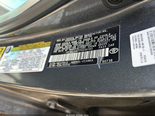 2007 Toyota Camry Le მანქანა იყიდება აუქციონზე, vin: 4T1BE46K77U548165, აუქციონის ნომერი: 45118164