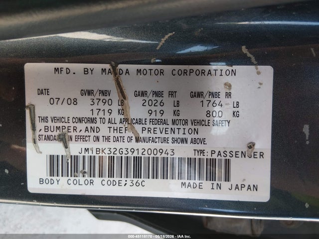 Auction sale of the 2009 Mazda Mazda3 I, vin: JM1BK32G391200943, lot number: 45118170