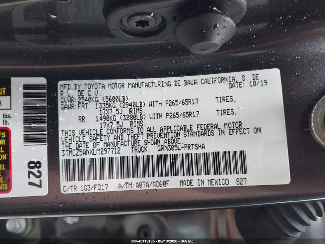 Продажа на аукционе авто 2020 Toyota Tacoma Trd Sport, vin: 3TMCZ5ANXLM297712, номер лота: 45118195