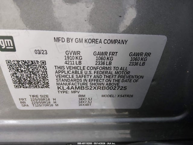 Aukcja sprzedaży 2024 Buick Encore Gx Preferred Fwd, vin: KL4AMBS2XRB002725, numer aukcji: 45118208