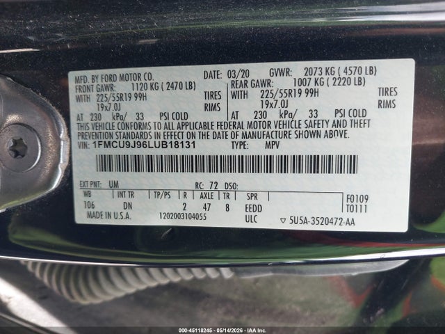 Ford Escape Titanium 2020 1FMCU9J96LUB18131 Image 9