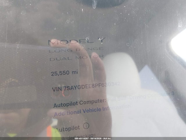 Aukcja sprzedaży 2023 Tesla Model Y Awd/long Range Dual Motor All-wheel Drive, vin: 7SAYGDEE8PF630342, numer aukcji: 45118287