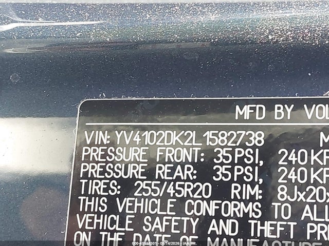 Auction sale of the 2020 Volvo Xc60 T5 Momentum, vin: YV4102DK2L1582738, lot number: 45118301