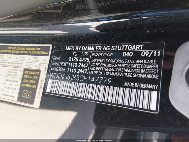 Aukcja sprzedaży 2012 Mercedes-benz E 350 4matic, vin: WDDKJ8JB5CF147779, numer aukcji: 45118326