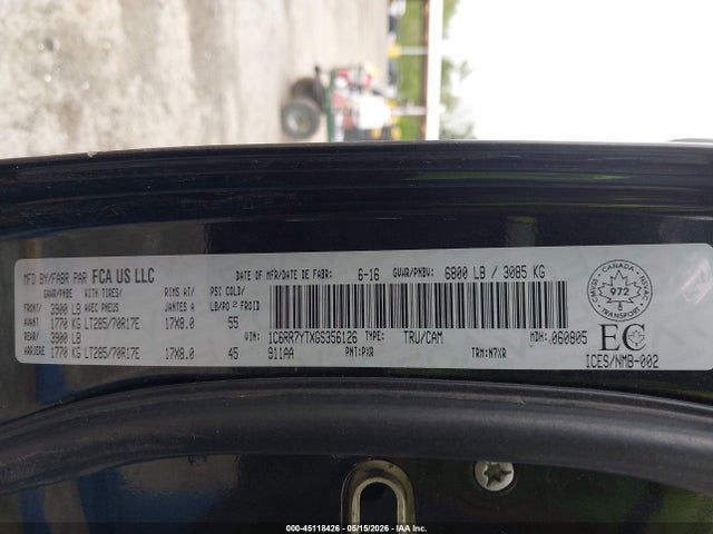 Продаж на аукціоні авто 2016 Ram 1500 Rebel, vin: 1C6RR7YTXGS356126, номер лоту: 45118426