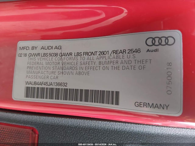 Продажа на аукционе авто 2018 Audi S4 3.0t Premium Plus, vin: WAUB4AF45JA136632, номер лота: 45118436