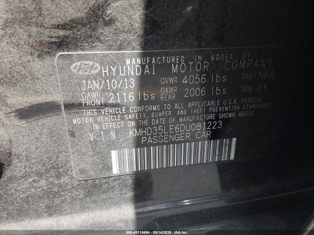 45118494 :رقم المزاد ، KMHD35LE6DU081223 vin ، 2013 Hyundai Elantra Gt مزاد بيع