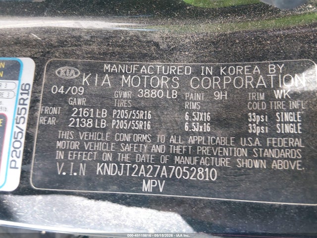 45118616 :رقم المزاد ، KNDJT2A27A7052810 vin ، 2010 Kia Soul + مزاد بيع