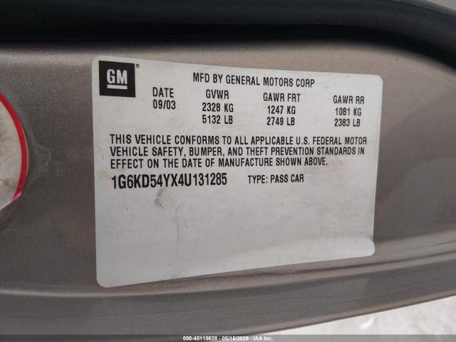 Продажа на аукционе авто 2004 Cadillac Deville Standard, vin: 1G6KD54YX4U131285, номер лота: 45118628