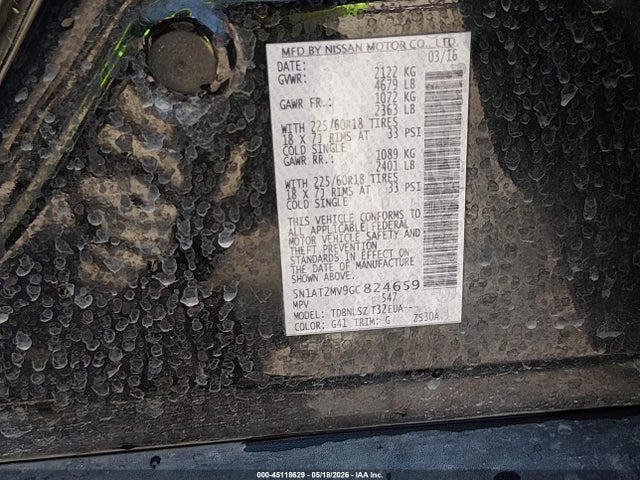 5N1AT2MV9GC824659 Nissan Rogue Sl