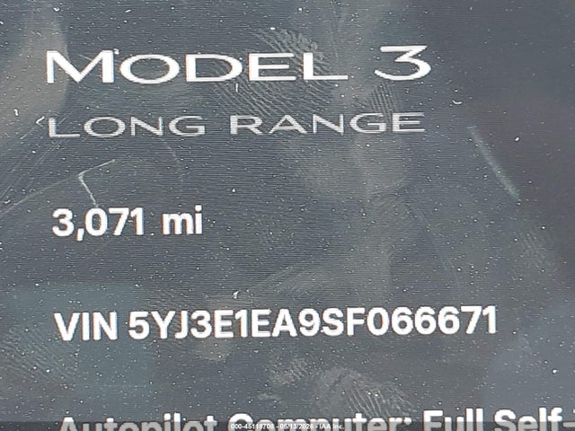 45118708 :رقم المزاد ، 5YJ3E1EA9SF066671 vin ، 2025 Tesla Model 3 Long Range Rear-wheel Drive/standard Rear-wheel Drive مزاد بيع