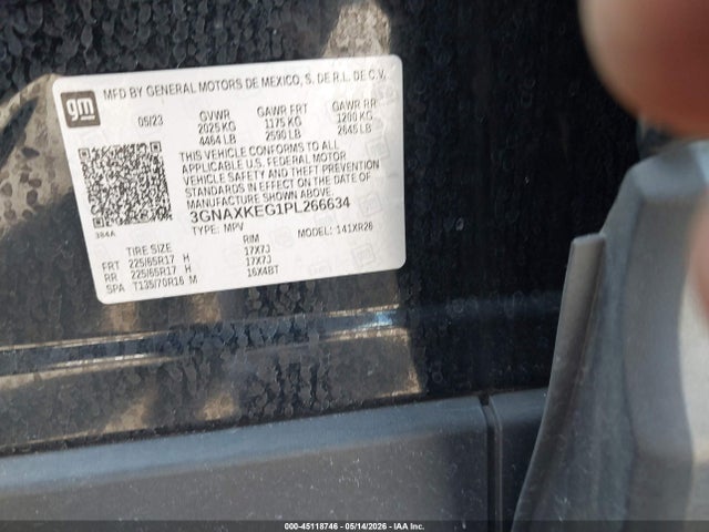 Продаж на аукціоні авто 2023 Chevrolet Equinox Fwd Lt, vin: 3GNAXKEG1PL266634, номер лоту: 45118746