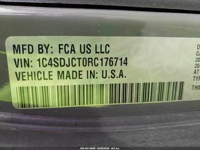 2024 Dodge Durango R/t Plus Awd მანქანა იყიდება აუქციონზე, vin: 1C4SDJCT0RC176714, აუქციონის ნომერი: 45118840