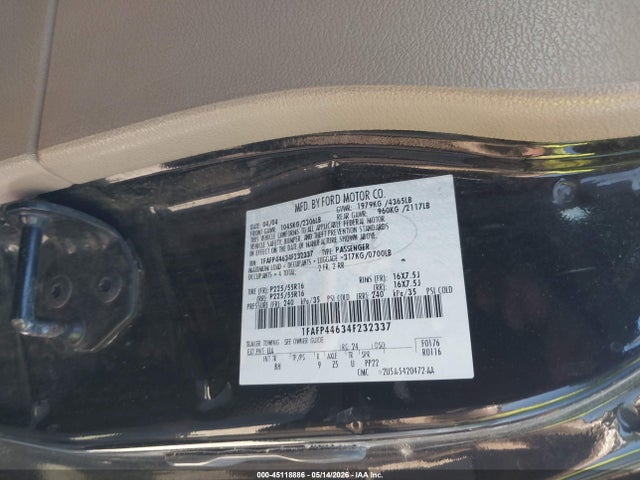 Продаж на аукціоні авто 2004 Ford Mustang, vin: 1FAFP44634F232337, номер лоту: 45118886