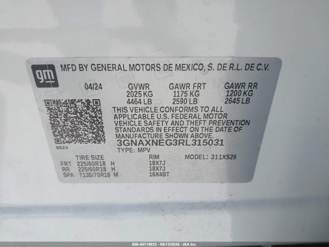 3GNAXNEG3RL315031 Chevrolet Equinox Fwd Premier