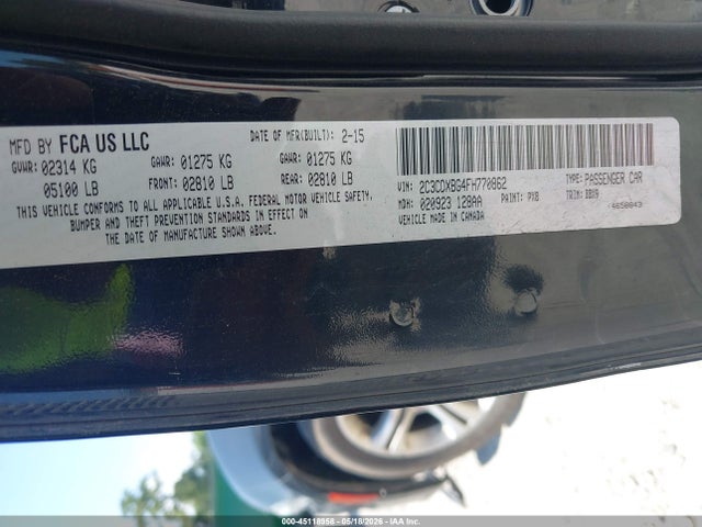 2015 Dodge Charger Se მანქანა იყიდება აუქციონზე, vin: 2C3CDXBG4FH770862, აუქციონის ნომერი: 45118958
