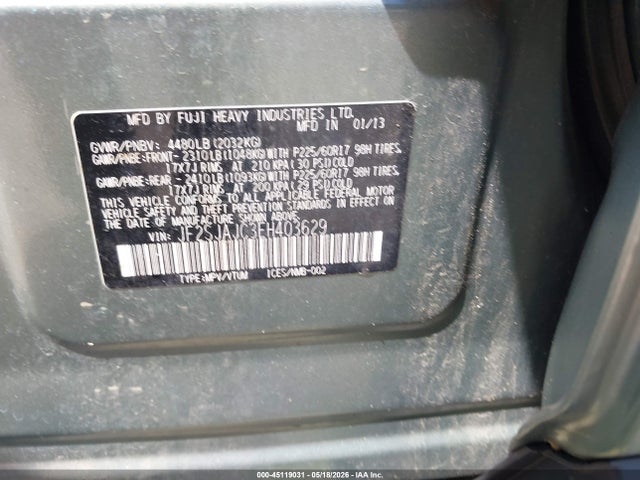 45119031 :رقم المزاد ، JF2SJAJC3EH403629 vin ، 2014 Subaru Forester 2.5i Limited مزاد بيع
