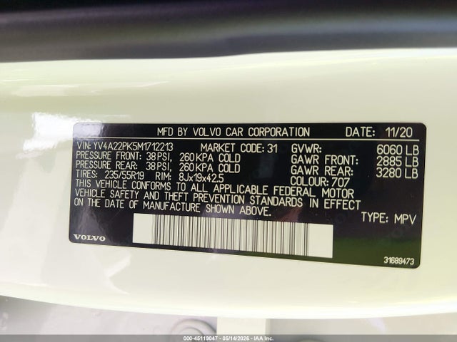 YV4A22PK5M1712213 Volvo Xc90 T6 Momentum 7 Passenger