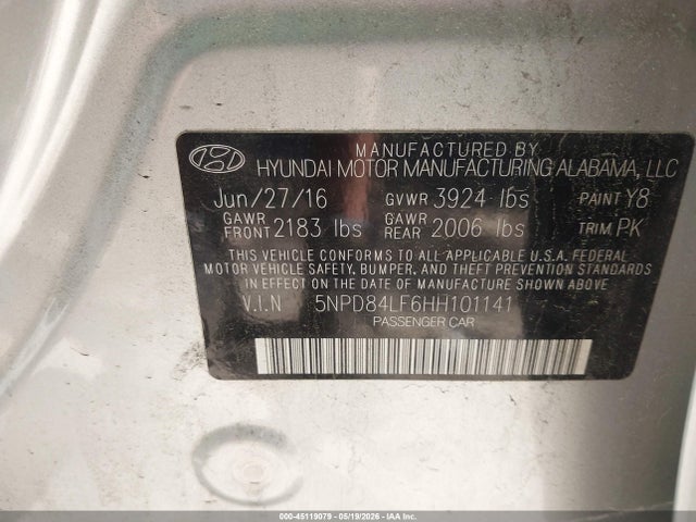Продаж на аукціоні авто 2017 Hyundai Elantra Se, vin: 5NPD84LF6HH101141, номер лоту: 45119079