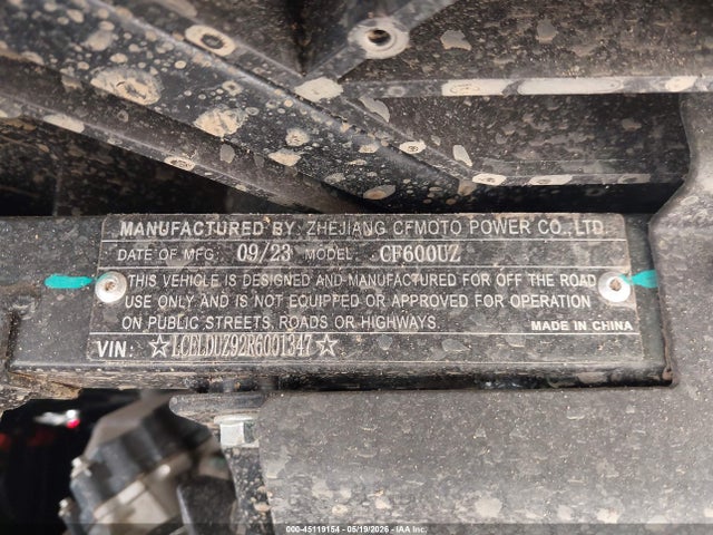 45119154 :رقم المزاد ، LCELDUZ92R6001347 vin ، 2024 Cf Moto Uforce 600 مزاد بيع