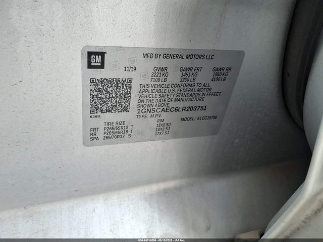1GNSCAEC6LR203751 Chevrolet Tahoe 2wd Ls